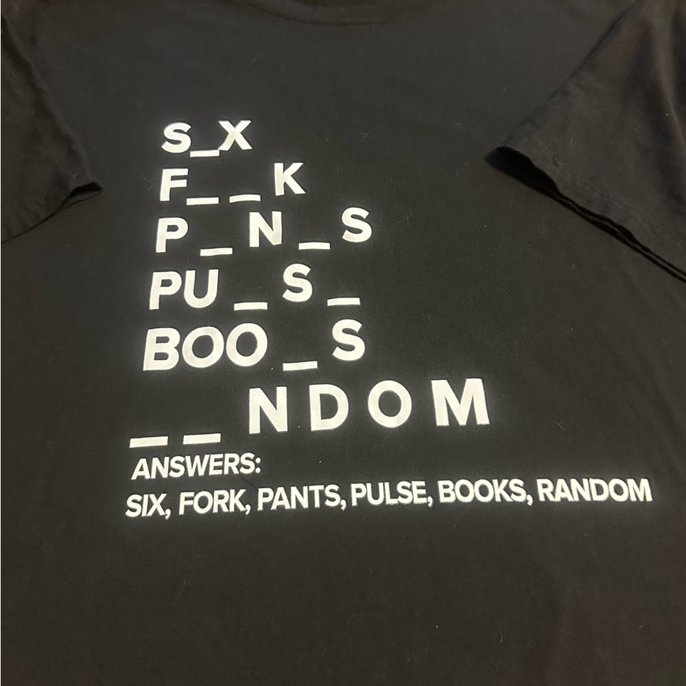 Black Graphic T-Shirt with White Text